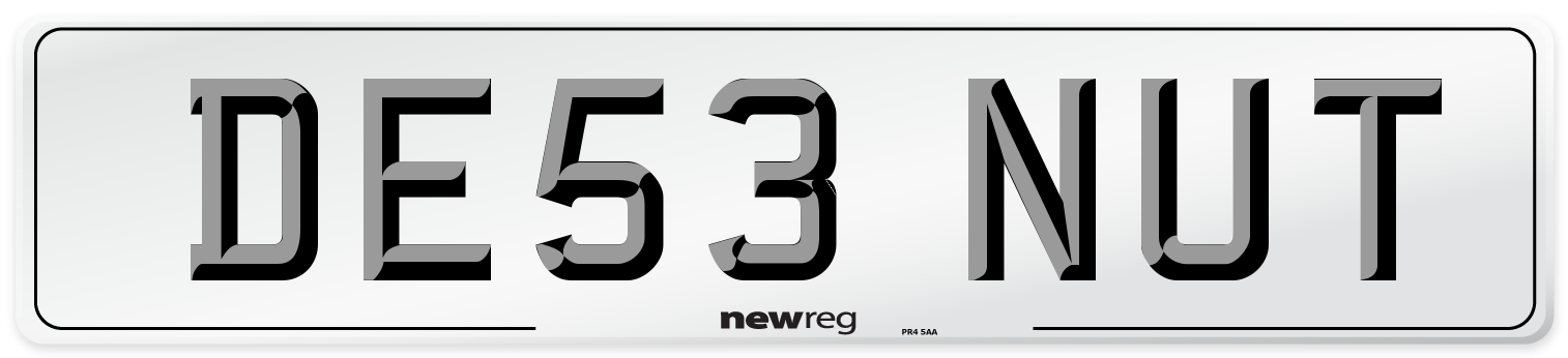 DE53 NUT Number Plate from New Reg